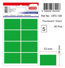Etichete Autoadezive Color, 34 X 52 Mm, 40 Buc/set, Tanex - Verde Fluorescent foto