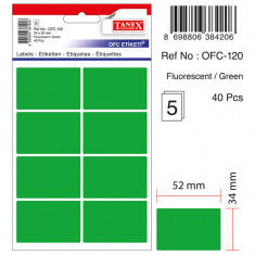 Etichete Autoadezive Color, 34 X 52 Mm, 40 Buc/set, Tanex - Verde Fluorescent