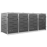 Cumpara ieftin Magazie pentru patru pubele 276,5x77,5x112,5 cm otel inoxidabil