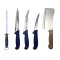 Set profesional de macelarie, injunghiat, transat, dezosat, filetat, 3 cutite otel carbon, masat pentru ascutit, satar