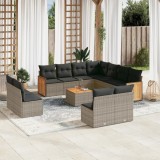Gossi set canapea de gradina cu perne, 12 piese, gri, poliratan
