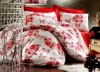 Lenjerie de pat matrimonial cu husa elastic pat si fata perna patrata, Intim, bumbac ranforce, gramaj tesatura 120 g/mp, multicolor
