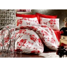 Lenjerie de pat pentru o persoana cu husa elastic pat si fata perna dreptunghiulara, Intim, bumbac ranforce, gramaj tesatura 120 g/mp, multicolor