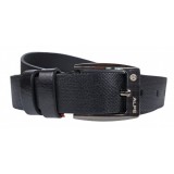 Curea barbati, eleganta, pentru costum, din piele naturala, Negru, 3.7cm - CK57N