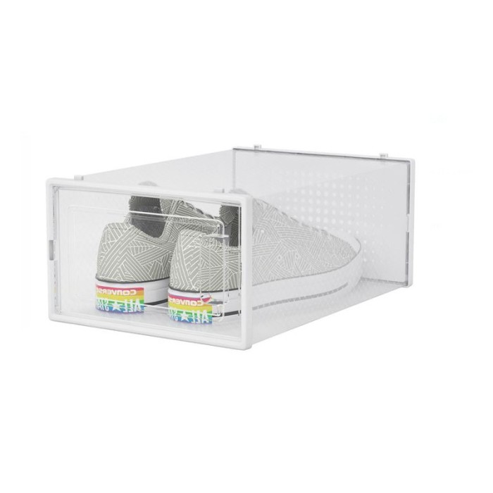 Set 3 cutii depozitare incaltaminte, transparente, 31.5 x 21.5 x 13 cm, usa si maner