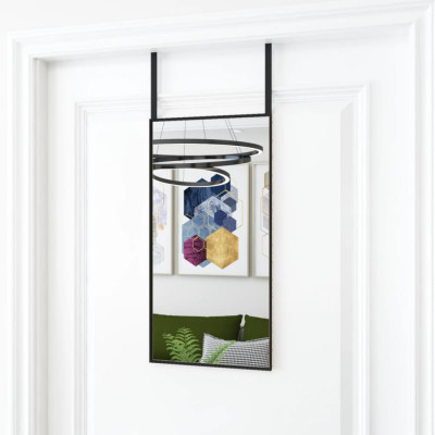 vidaXL Oglindă pentru ușă, negru, 30x60 cm, sticlă și aluminiu foto
