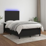 Cumpara ieftin Pat cu arcuri, saltea și LED, negru, 120x200 cm, textil