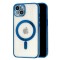 Husa MagSafe pentru Apple iPhone 12, Full Cover, Protectie camera, Margini colorate Electroplating, Magnetica, Incarcare Wireless, Flippy, Albastru