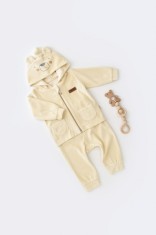 Set Ursulet BabyCosy , Bluzita cu Fermoar, Gluga si Pantaloni Lungi, Crem, 12-18 luni 86, Crem, 12-18 luni foto