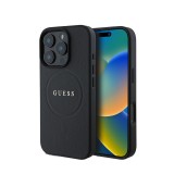 Guess Husa Grained Classic Logo MagSafe iPhone 16 Pro Negru