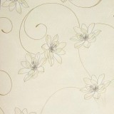 Tapet floral crem-maro cu sclipici auriu, Ugepa A48607