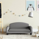 Canapea Copii Gri vidaXL 70x45x30 cm, Piele Ecologica, Cadru Lemn, 3-6 Ani, Mini Canapea Confortabila si Sigura