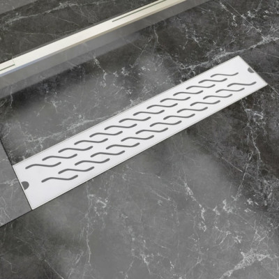 vidaXL Rigolă duș liniară, model ondulat, oțel inoxidabil, 630x140 mm foto