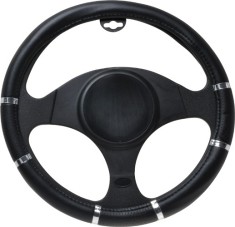 Husa volan Chrome Ring Black, material cauciucat, diametru 37-39cm AutoDrive ProParts