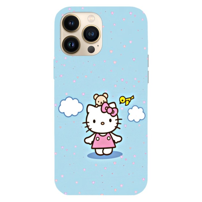 Husa compatibila cu Apple iPhone 13 Mini, Viceversa, model Cloudy Hello Kitty, Silicon, TPU