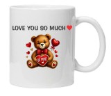 Cana alba personalizata &quot;Teddy bear- Love you so much&quot;, INOVATIX&reg;. 330ml, Oem