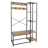 Cuier metal negru MDF stejar Berdy 110x40x180 cm