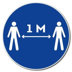Disc albastru din autocolant cu distanta de un metru pentru podea foto