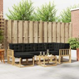 vidaXL Set de canapele de exterior cu pernă 7 pcs Alb și negru 3389666