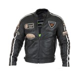 Geaca moto barbati din piele naturala W-TEC Sheawen, neagra
