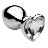 Plug Anal Metal Clear Heart Jewel Large