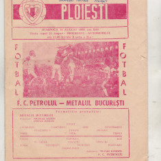 bnk div Program meci FC Petrolul Ploiesti - Metalul Bucuresti - 1980