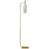 HOMCOM Lampă de Podea Modernă cu Luminozitate Reglabilă, Abajur din Sticlă și &Icirc;ntrerupător de Picior, 29x25x153 cm, Auriu | Aosom Romania