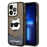 Husa Karl Lagerfeld iPhone 14 Pro Hardcase Glitter, Choupette Head, negru, KLHCP14LLNCHCK