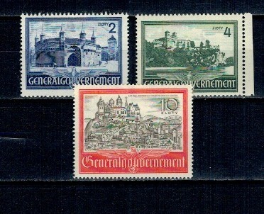 Generalgouvernement, ocupatia germana in Polonia 1941 - Cetati, castele, serie nestampilata cu sarniere foto