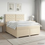 Cumpara ieftin Pat boxspring cu saltea cu headboard Crem 160 x 200 cm Tesatura