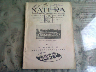 REVISTA NATURA NR.1/1934 foto