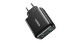 UGREEN Gyorst&ouml;ltő, 2xUSB-A, 18W, PD 3.0 EU (fekete)