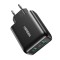 UGREEN Gyorst&ouml;ltő, 2xUSB-A, 18W, PD 3.0 EU (fekete)