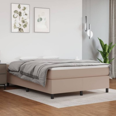 Pat box spring cu saltea, cappuccino, 140x190cm piele ecologica GartenMobel Dekor foto