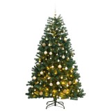 Brad Crăciun artificial articulat cu 150 LED-uri/globuri 120 cm