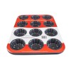 Tava pentru copt briose margarete, Strat antiaderent, Teflonat, 12 compartimente