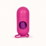 Dispenser Pungi Igienice pentru C&acirc;ini, Formă Capsulă, cu Carabină, Fucsia