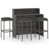VidaXL Set mobilier bar de grădină cu perne, 4 piese, gri