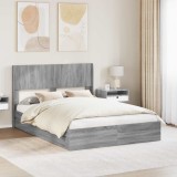 vidaXL Cadru de pat cu depozitare și tăblie Sonoma gri 140 x 200 cm 3414382