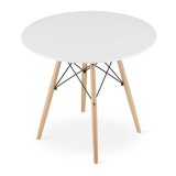 Masa stil scandinav, Artool, rotund, MDF si lemn, alb, 90x72 cm