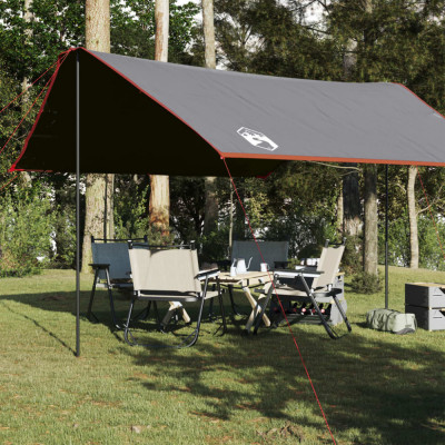 vidaXL Prelată de camping gri/portocaliu, 430x380x210 cm, impermeabilă foto