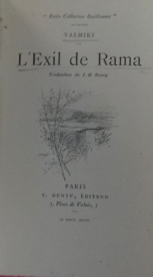 L&amp;#039; EXIL DE RAMA par VALMIKI , &amp;quot; PETIT COLLECTION GUILLAUME &amp;quot; , 1893 foto