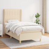 VidaXL Pat box spring cu saltea, crem, 90x190 cm, textil 3128650