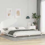 VidaXL Cadru de pat de podea Alb 200 x 200 cm Lemn masiv de pin