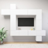VidaXL Set dulap TV, 9 piese, alb, PAL