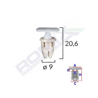Clips Fixare Prag Pentru Mercedes 9X20.6Mm - Alb Set 10 Buc 133177 A82026-RMX foto
