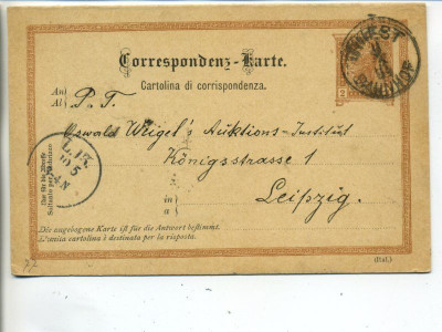 Austria 1894 Postal stationery + Reply 2+2 Kr Triest to Leipzig DB.148 foto