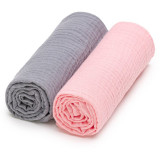 T-TOMI Muslin Diapers Grey + Pink scutece textile 65 x 65 cm 2 buc