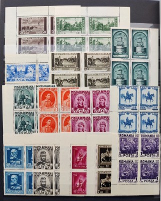 ROMANIA 1938 - Centenarul nasterii regelui Carol I - LP 128 - blocuri de 4 MNH** foto