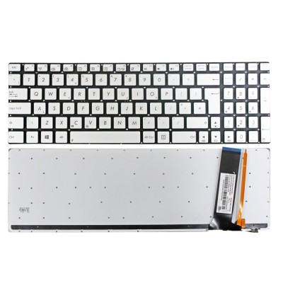 Tastatura Laptop, Asus, N76, N76Y, N76V, N76VB, N76VJ, N76VM, N76VZ, iluminata, argintie, layout UK foto
